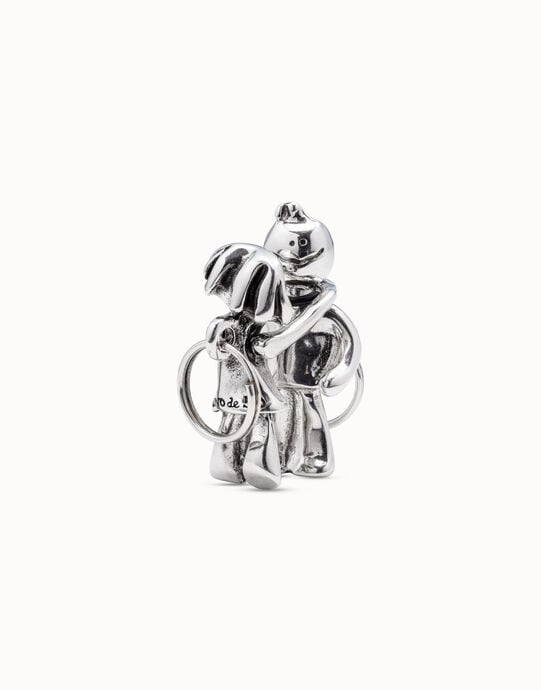 Porte-cl&eacute;s plaqu&eacute; argent fille et gar&ccedil;on, Argent, large